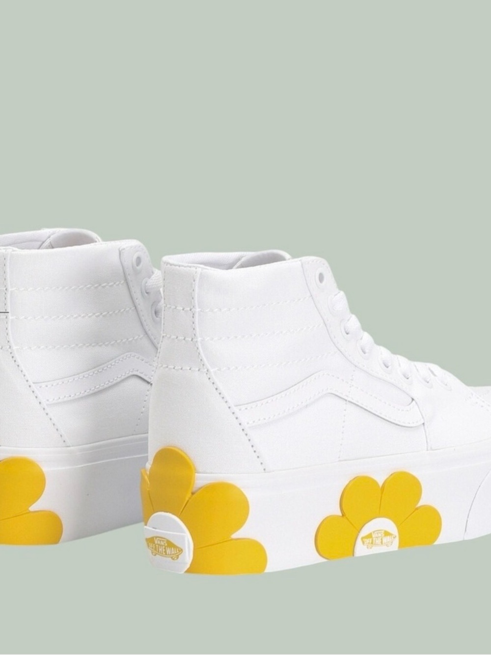 Vans White & Yellow Floral Platform High-Top Sneakers